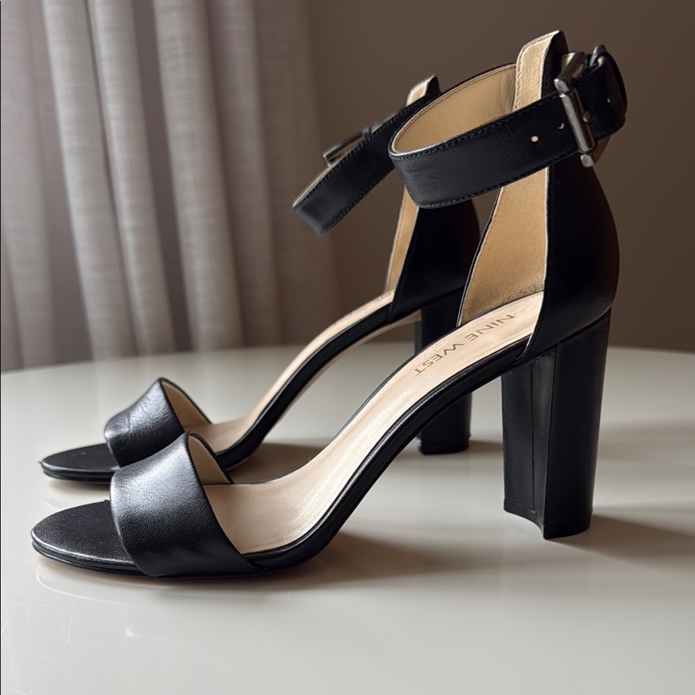 Nine West Black Ankle Strap Heels